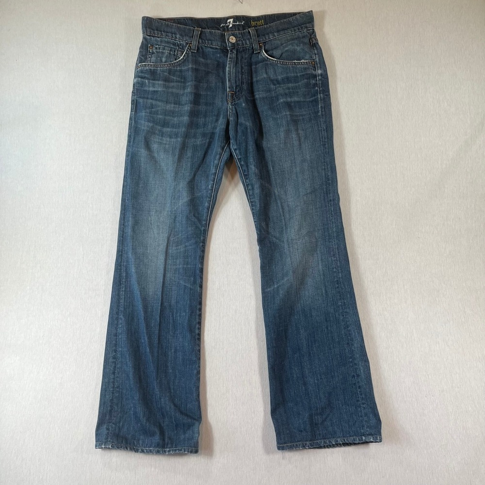 7 For All Mankind Brett Bootcut Jeans Mens 31x29 Med Wash Cotton Denim A Pocket